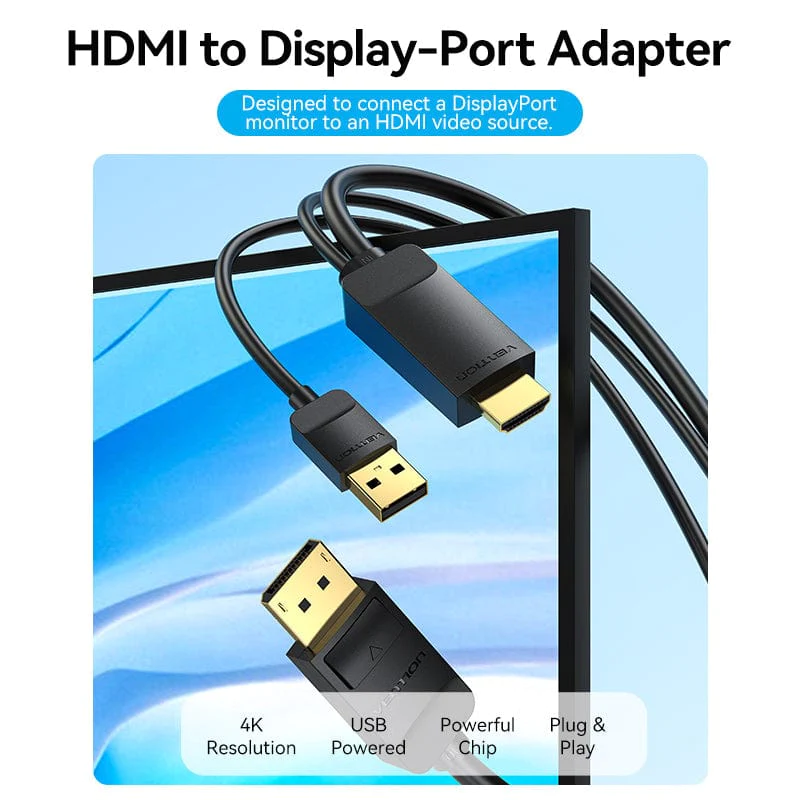 vention-hdmi-a-male-to-dp-male-hd-cable-ps5-switch-xbox-computer-laptop-set-top-box-35922060869798_2048x2048 Vention Displayport to HDMI +USB Power Cable (Two Way) - الصورة 1